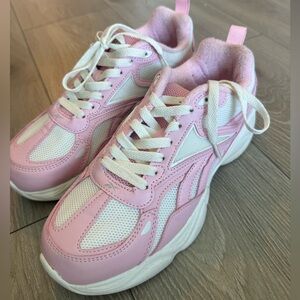 Pink and White Reebok Sneakers